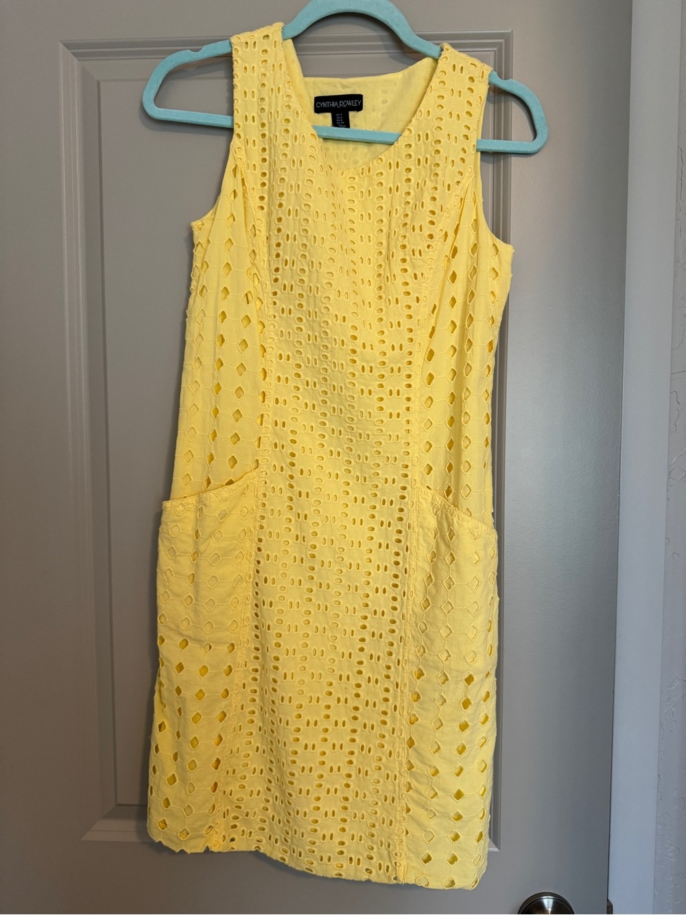 Cynthia Rowley Lemon Eyelet Sleeveless Shift Dress